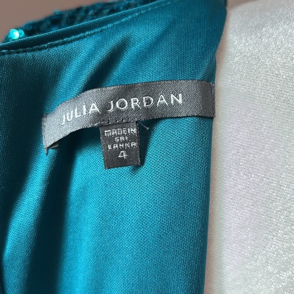 New Julia Jordan Teal Velvet Sequin Stripe Long Sleeve Sheath Party Dress Size 4 - Picture 10 of 11
